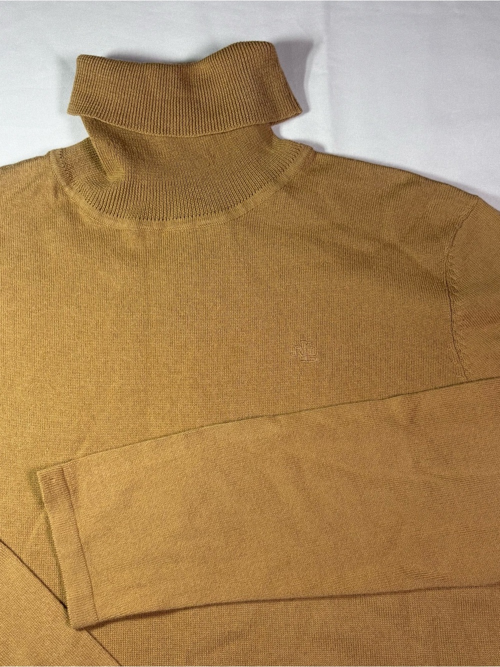 Vintage Lauren Ralph Lauren Merino Wool Blend Turtleneck Sweater L Tan